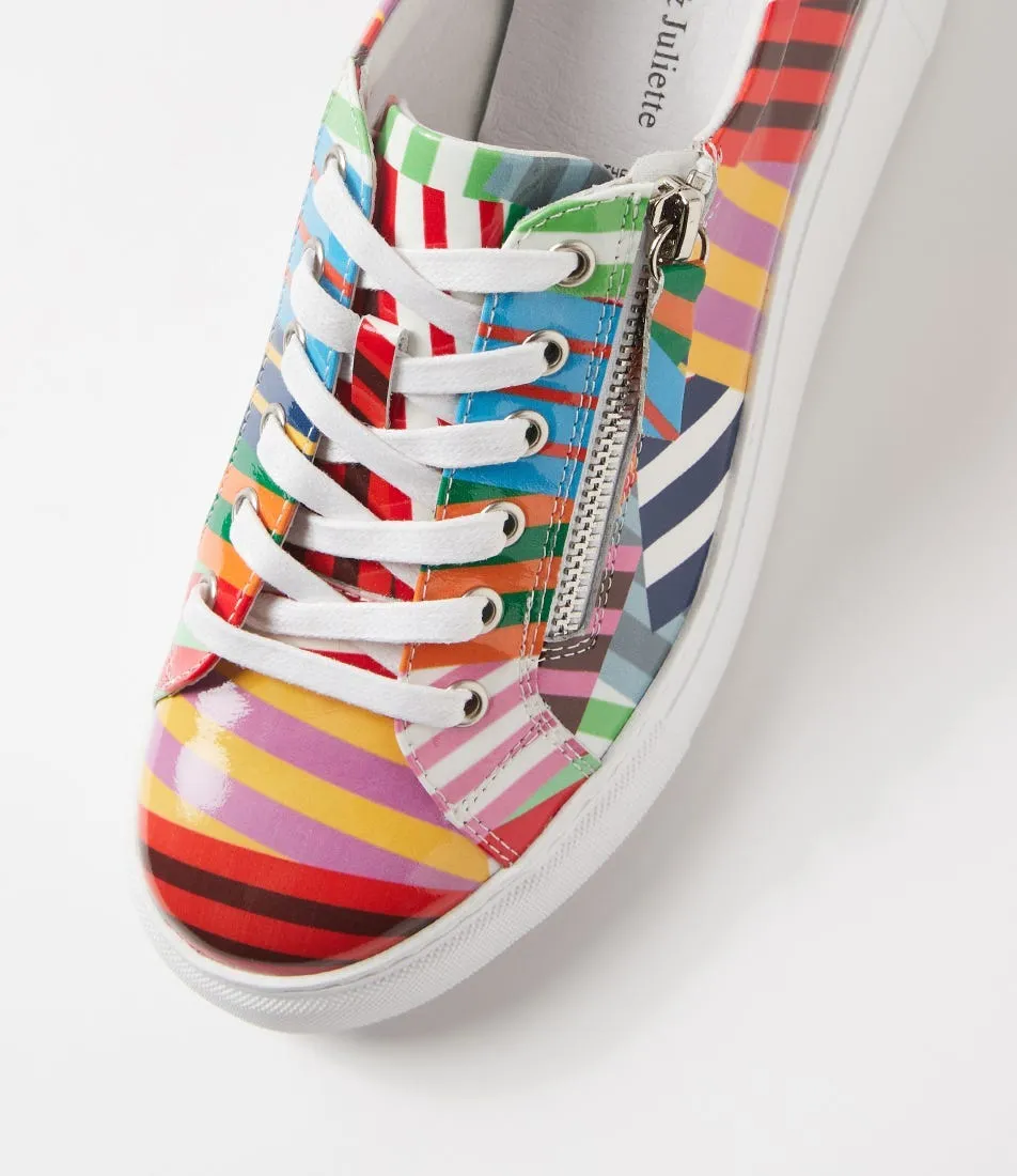 DJANGO & JULIETTE Yanji White Stripe Multi Patent Leather Sneakers