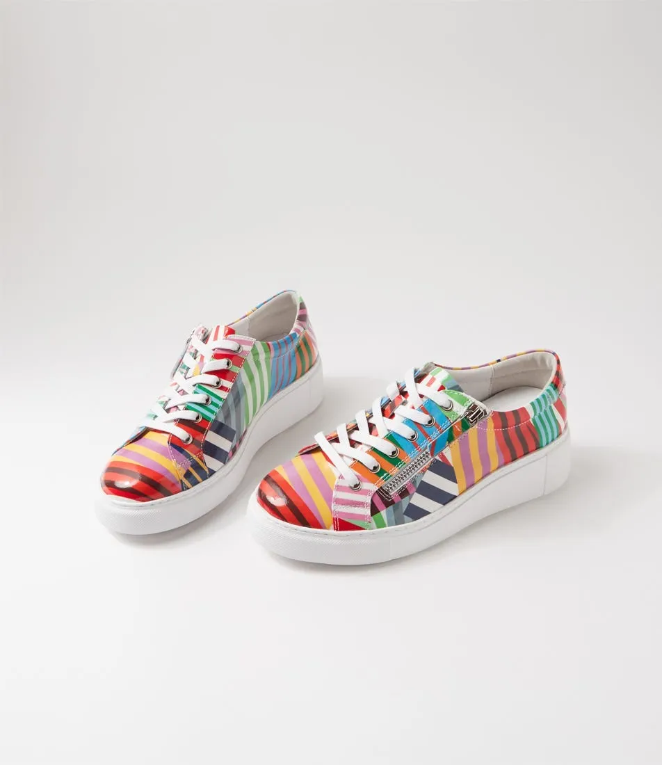 DJANGO & JULIETTE Yanji White Stripe Multi Patent Leather Sneakers