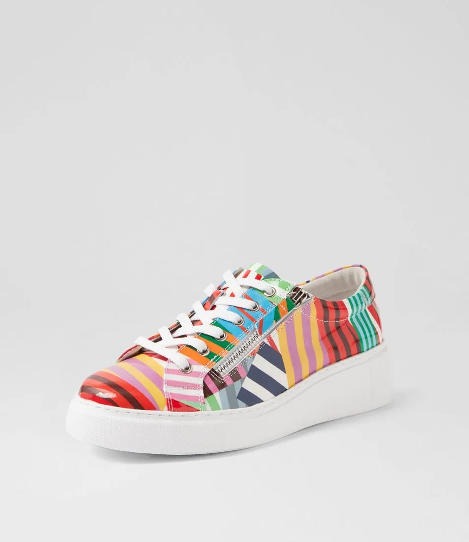 DJANGO & JULIETTE Yanji White Stripe Multi Patent Leather Sneakers