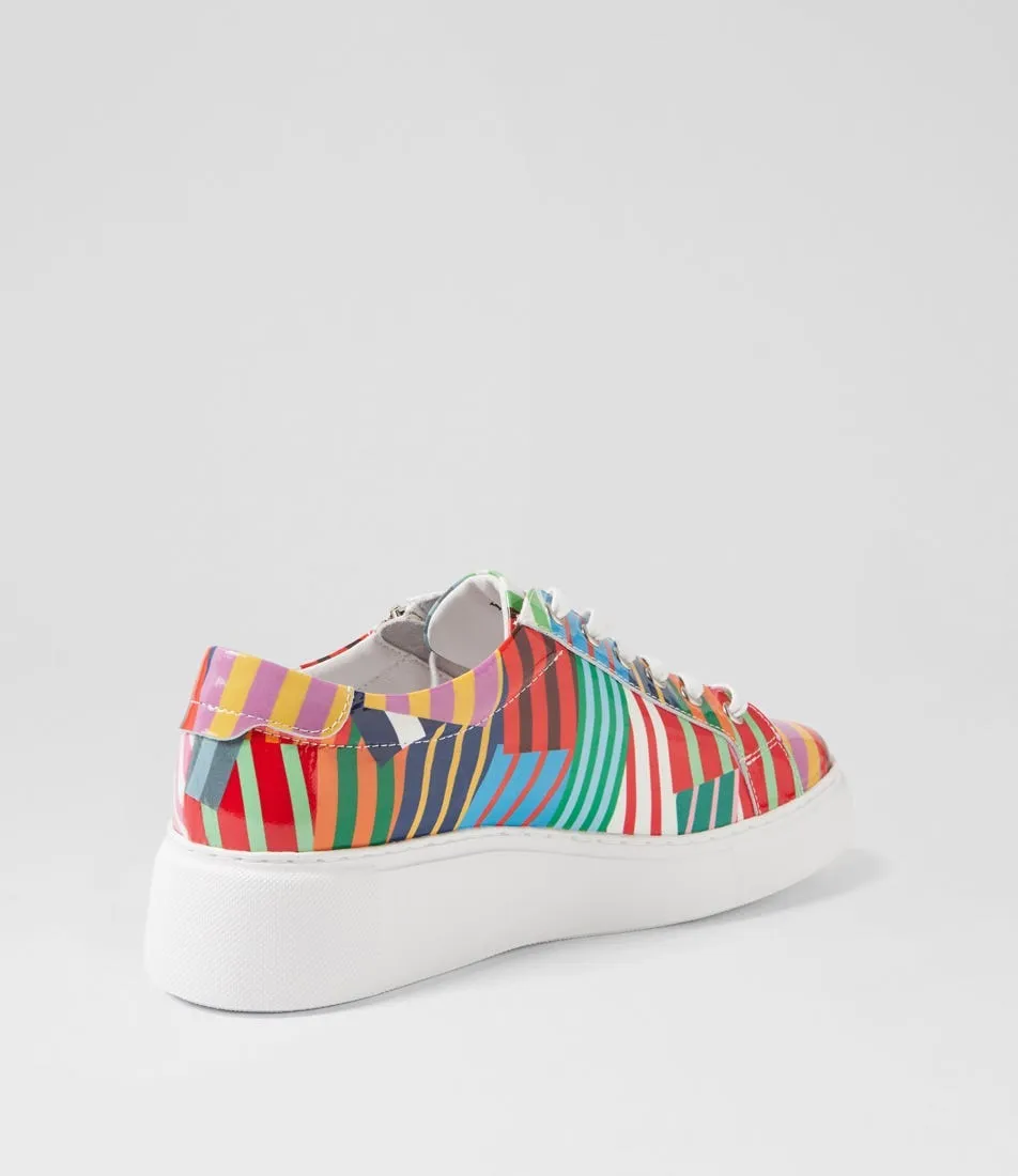 DJANGO & JULIETTE Yanji White Stripe Multi Patent Leather Sneakers