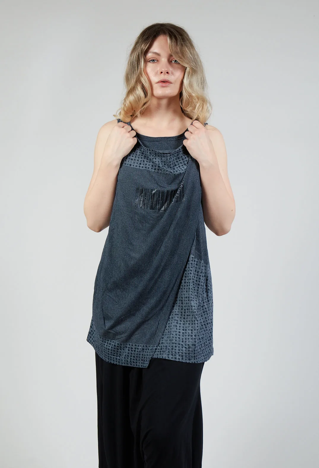 Draped Jersey Vest Top in Black Print