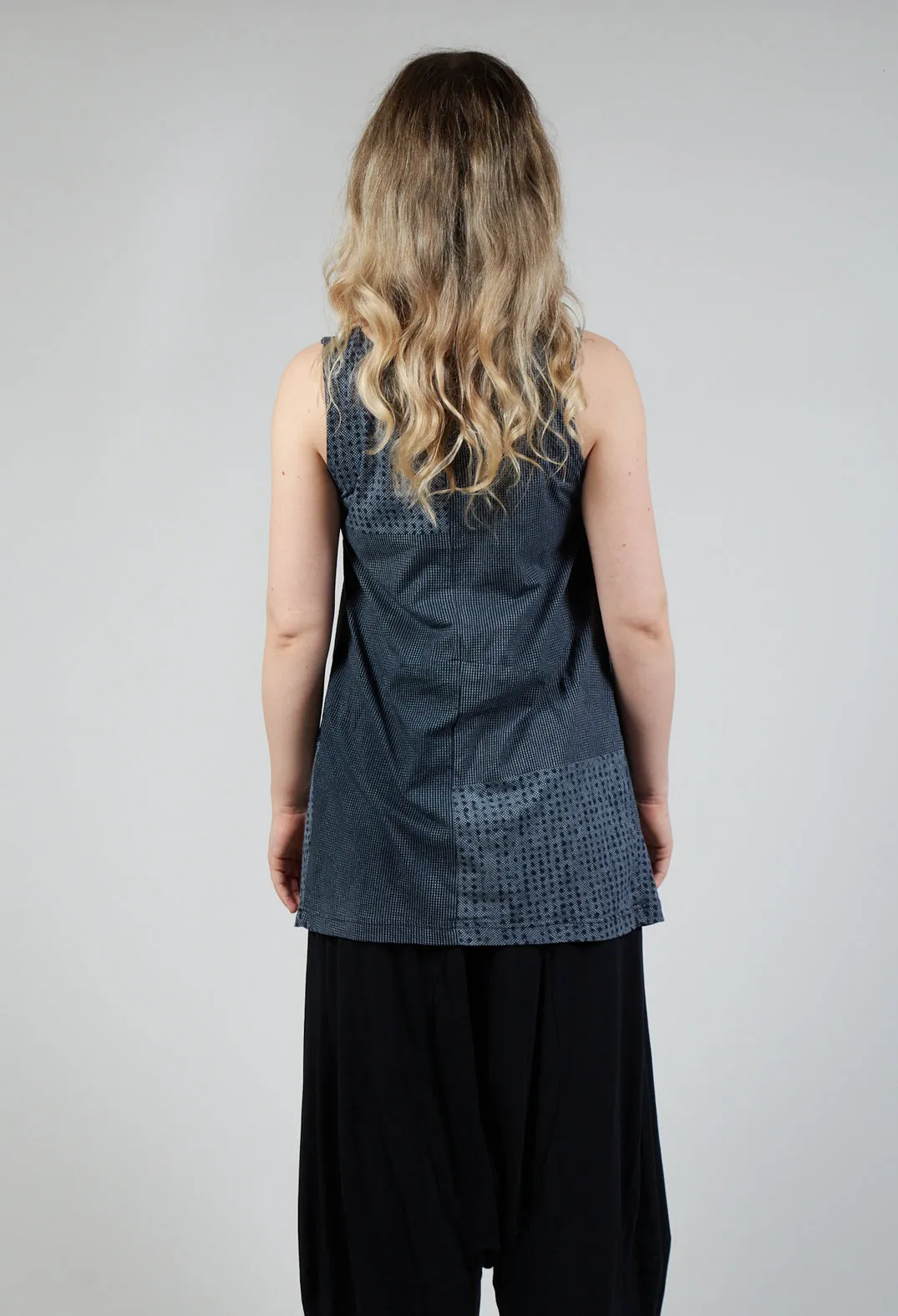 Draped Jersey Vest Top in Black Print