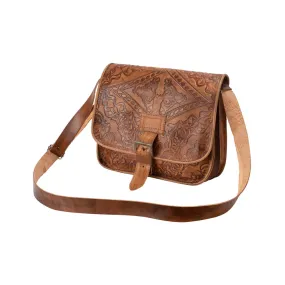 Embossed Leather Crossbody Bag | Brown