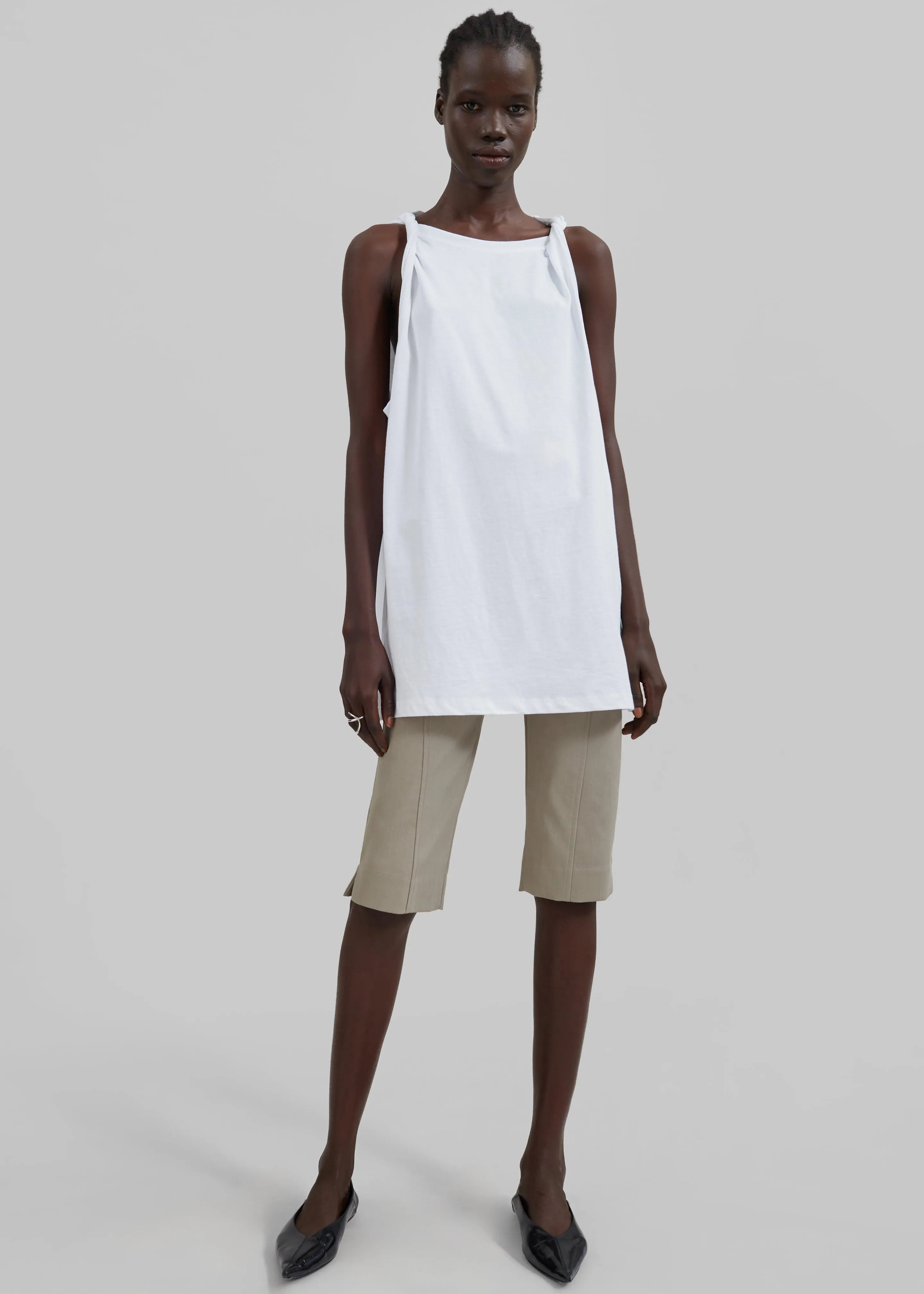 Erika Twisted Sleeve Tank - White