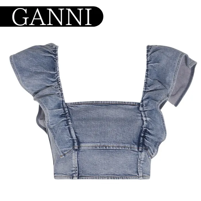 Ganni  |Casual Style Sleeveless Street Style Plain Cotton