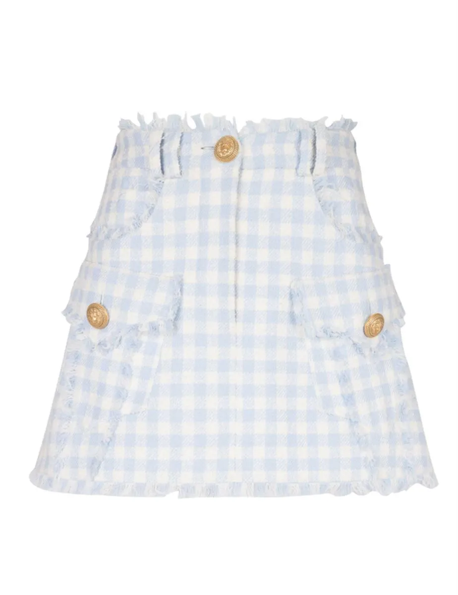 GINGHAM-PATTERN A-LINE MINISKIRT