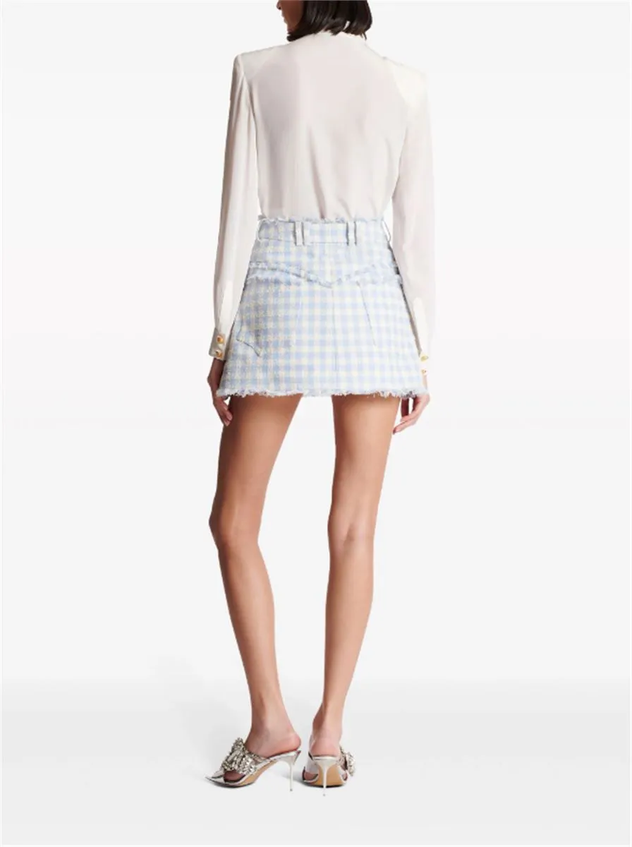 GINGHAM-PATTERN A-LINE MINISKIRT