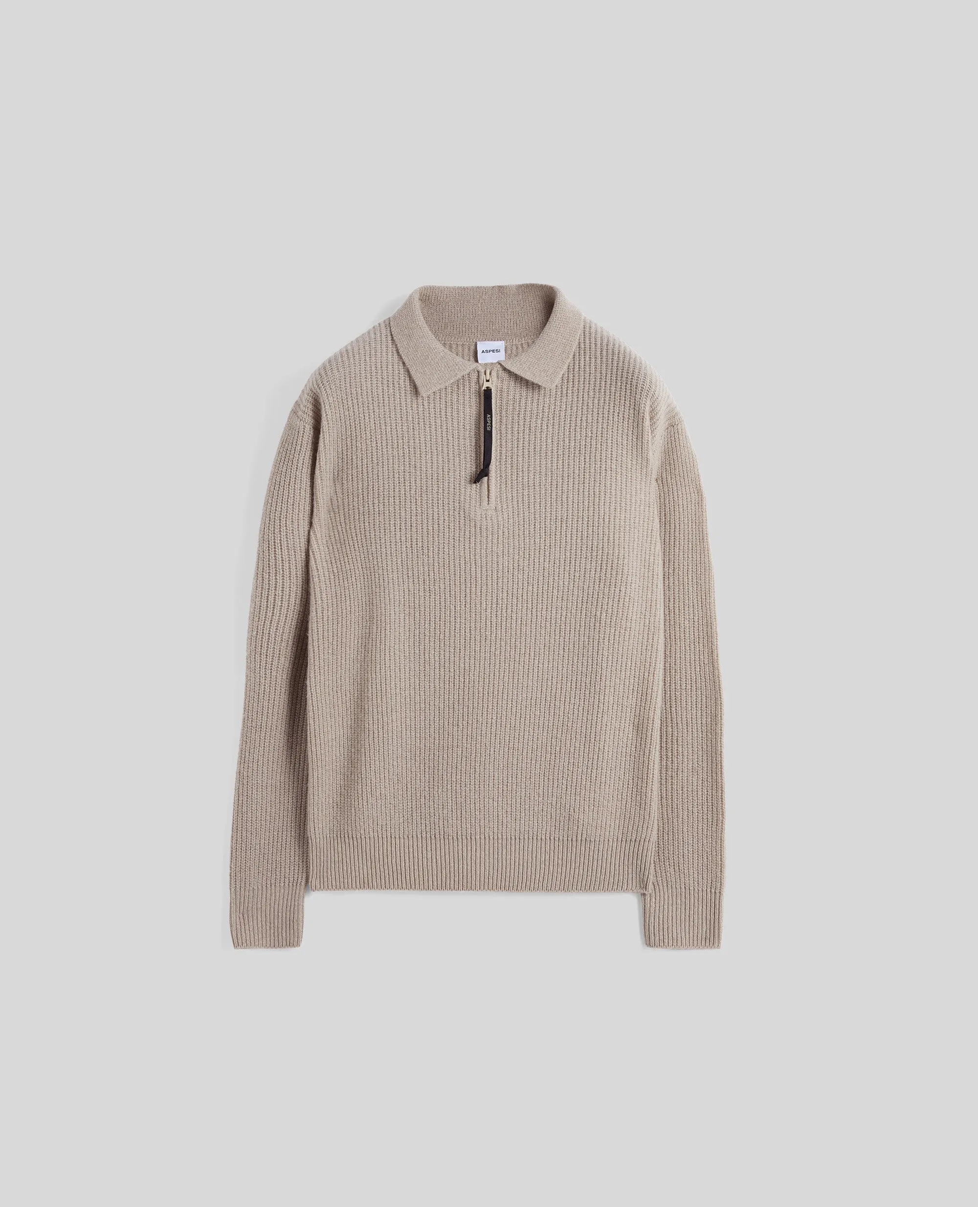 half zip polo - natural