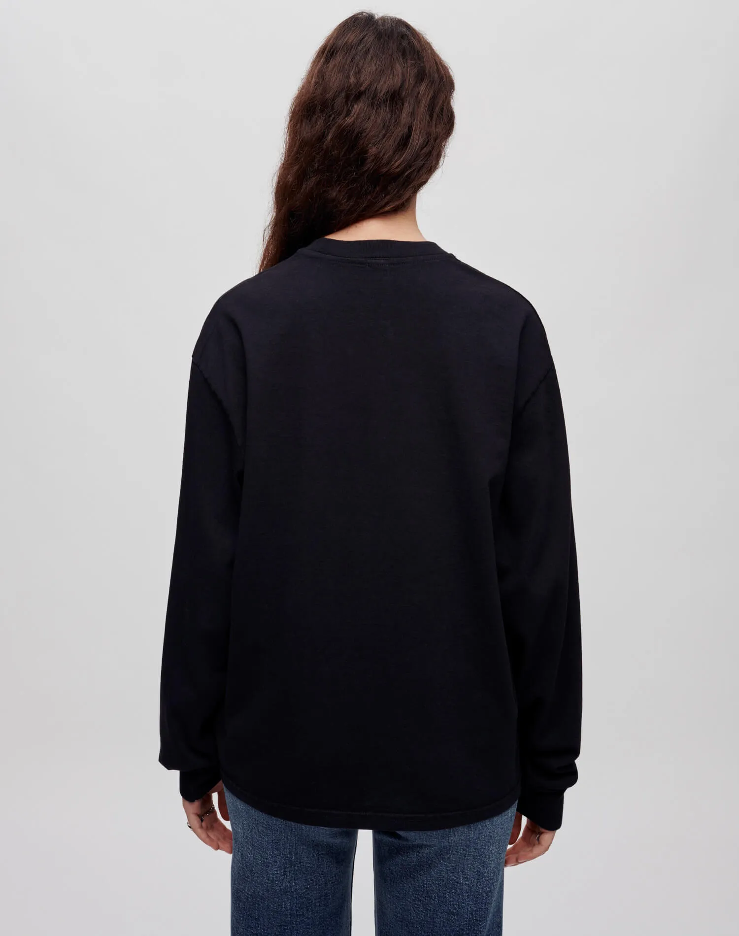 Hanes Long Sleeve Boyfriend Tee - Black