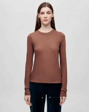 Hanes Sheer Long Sleeve Tee - Espresso