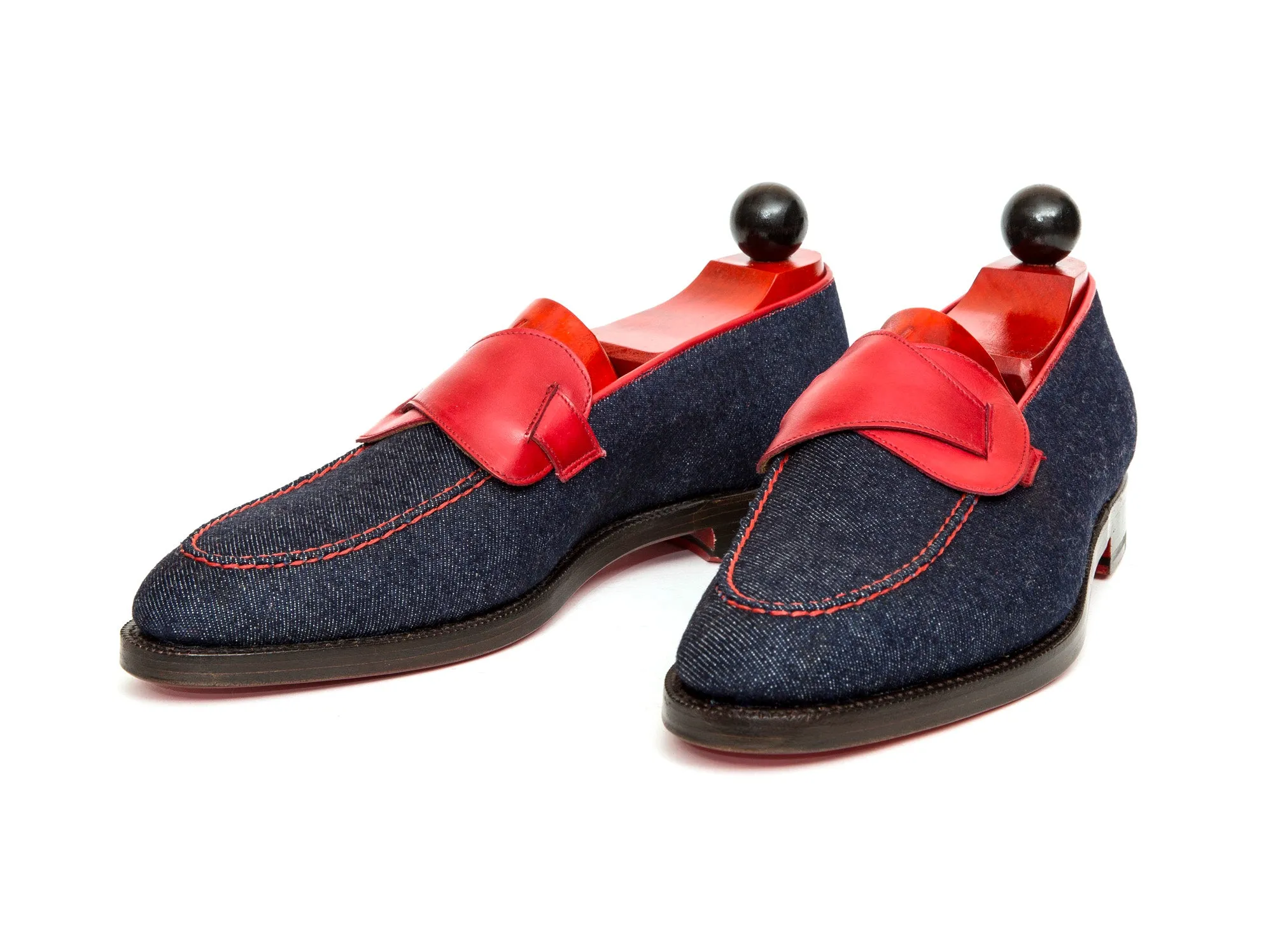 Hawthorne - MTO - Denim / Red Calf - TMG Last - Double Leather Sole