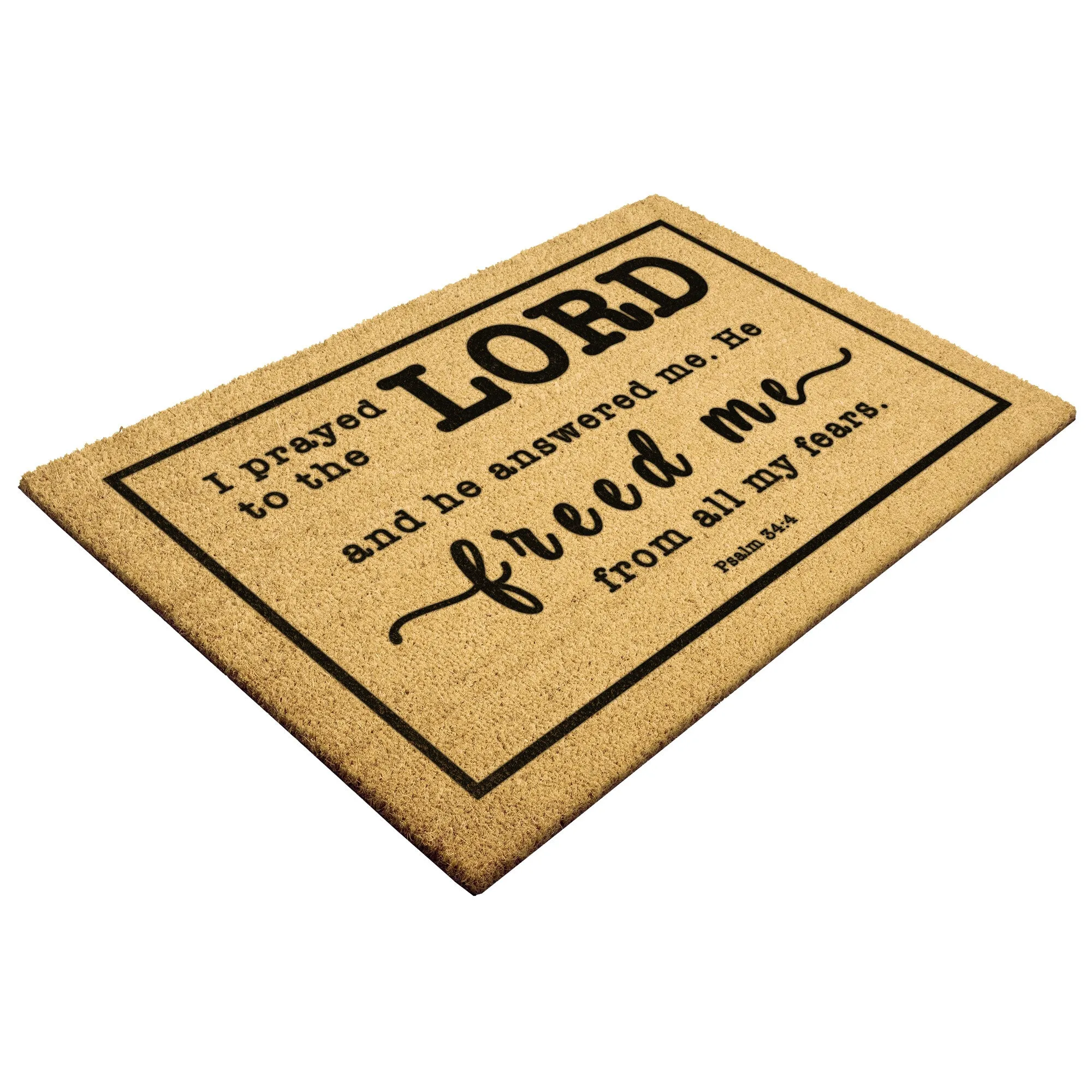 Heavy-Duty Outdoor Mat - The Lord Delivered Me From All My Fears ~Psalm 34:4~