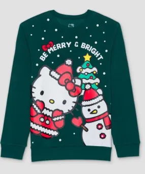 Hello Kitty Men's Merry Pom Fleece Crewneck Pullover Sweatshirt