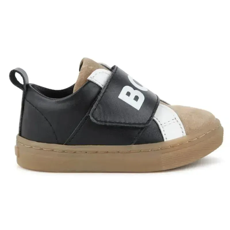 Hugo Boss Baby - Sneakers In Leather & Mesh, Black