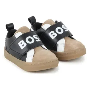 Hugo Boss Baby - Sneakers In Leather & Mesh, Black