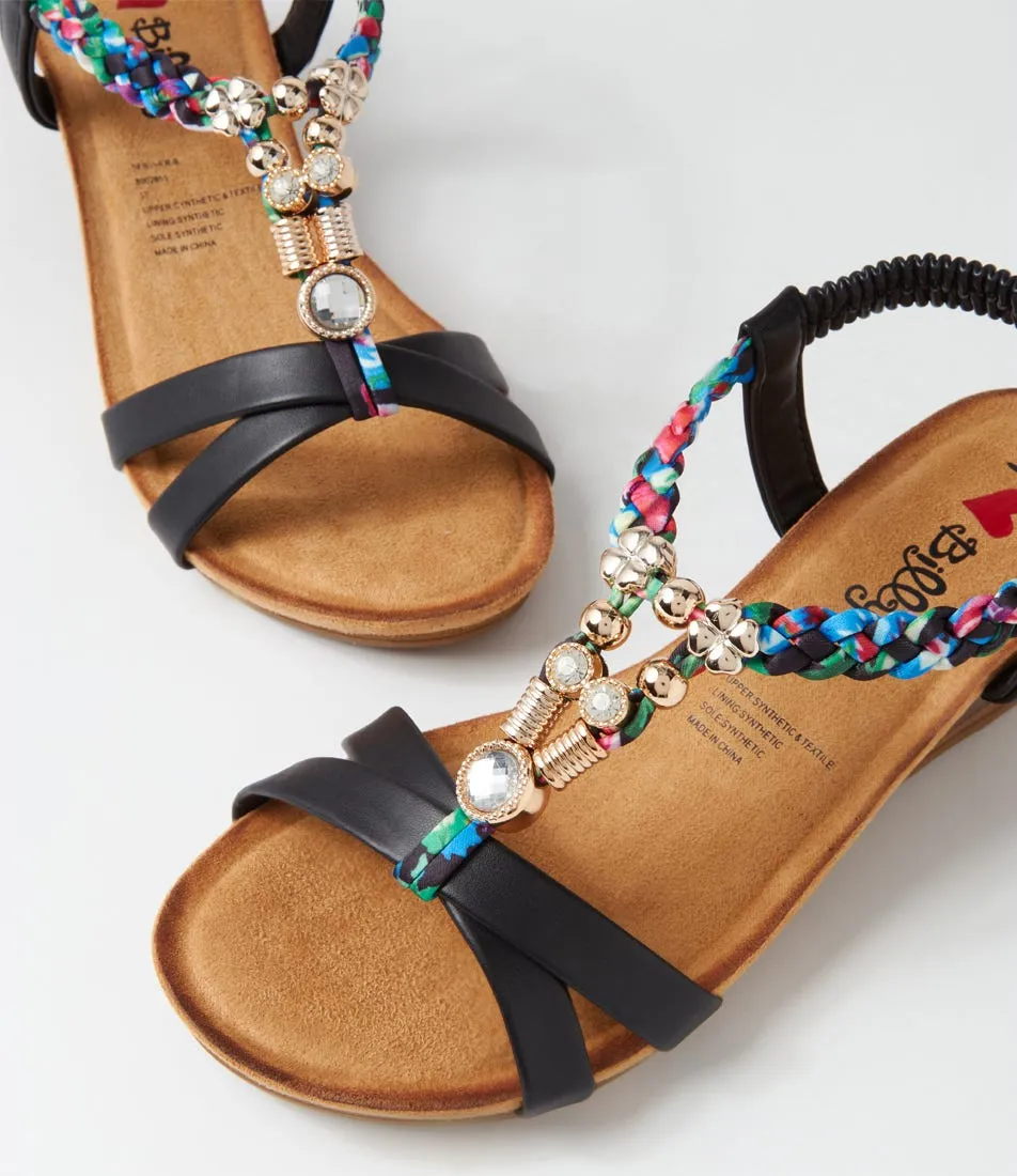 I LOVE BILLY Serther Black Multi Sandals