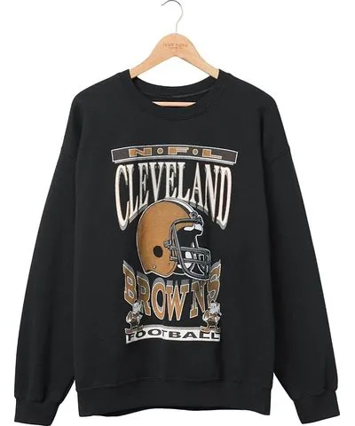 Junk Food Nfl Unisex Cleveland Browns Helmet Flea Market Crew Fleece Sweatshirt