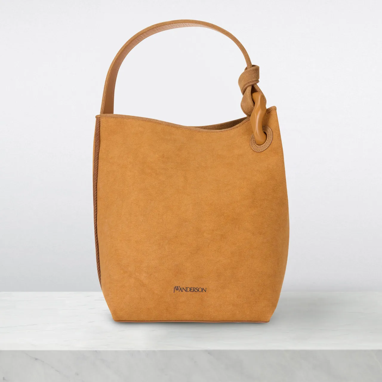 JW ANDERSON Corner Suede Bucket Tote - Caramel