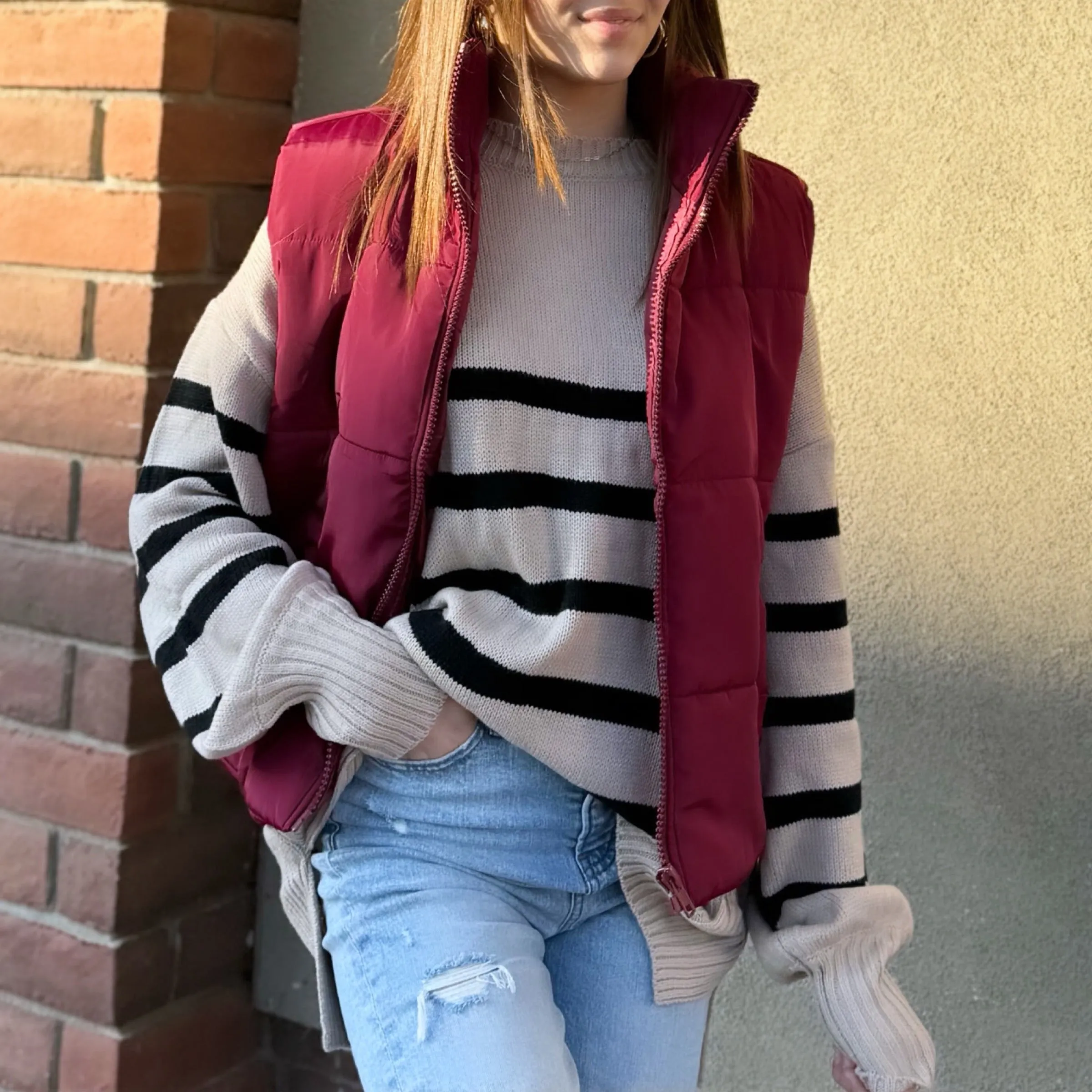 Keep Me Cozy Puffer Vest Burgundy