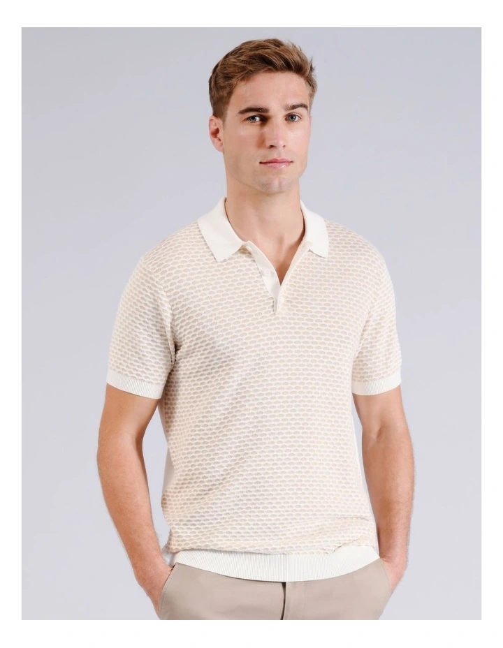 Kieran Knit Polo in Ivory