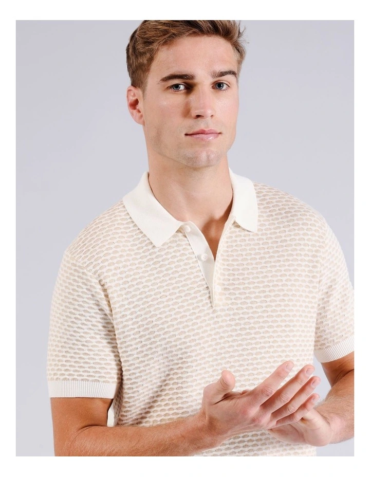 Kieran Knit Polo in Ivory