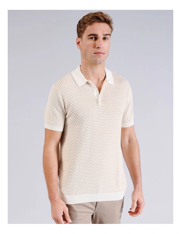 Kieran Knit Polo in Ivory