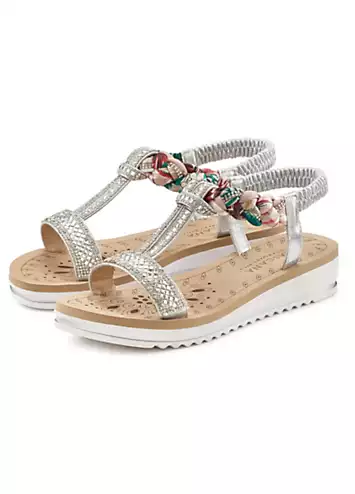 LASCANA Elastic Straps with Gemstones Sandals | Grattan