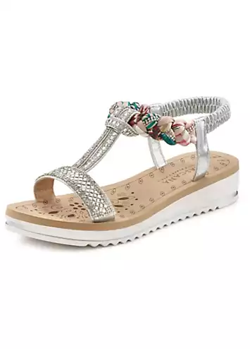 LASCANA Elastic Straps with Gemstones Sandals | Grattan