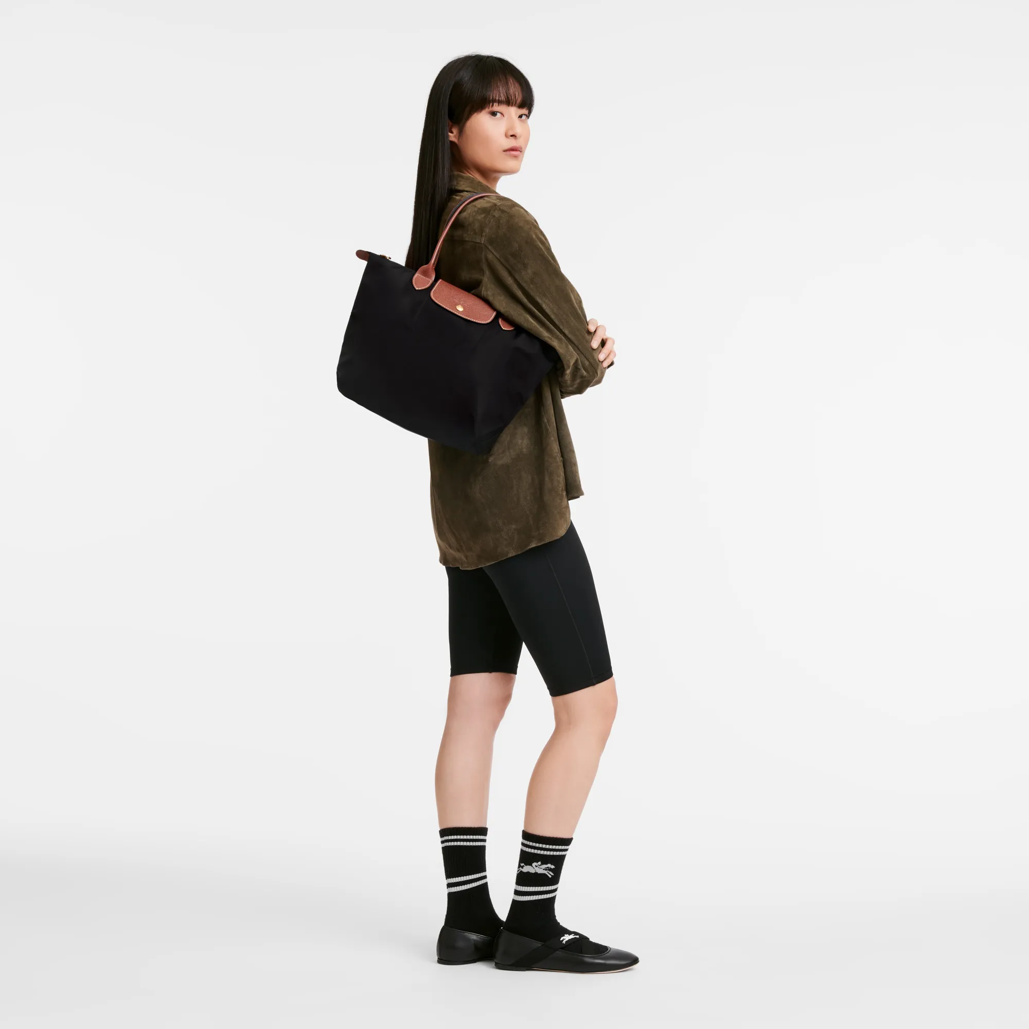 Le Pliage Original M Tote bag Black - Recycled canvas