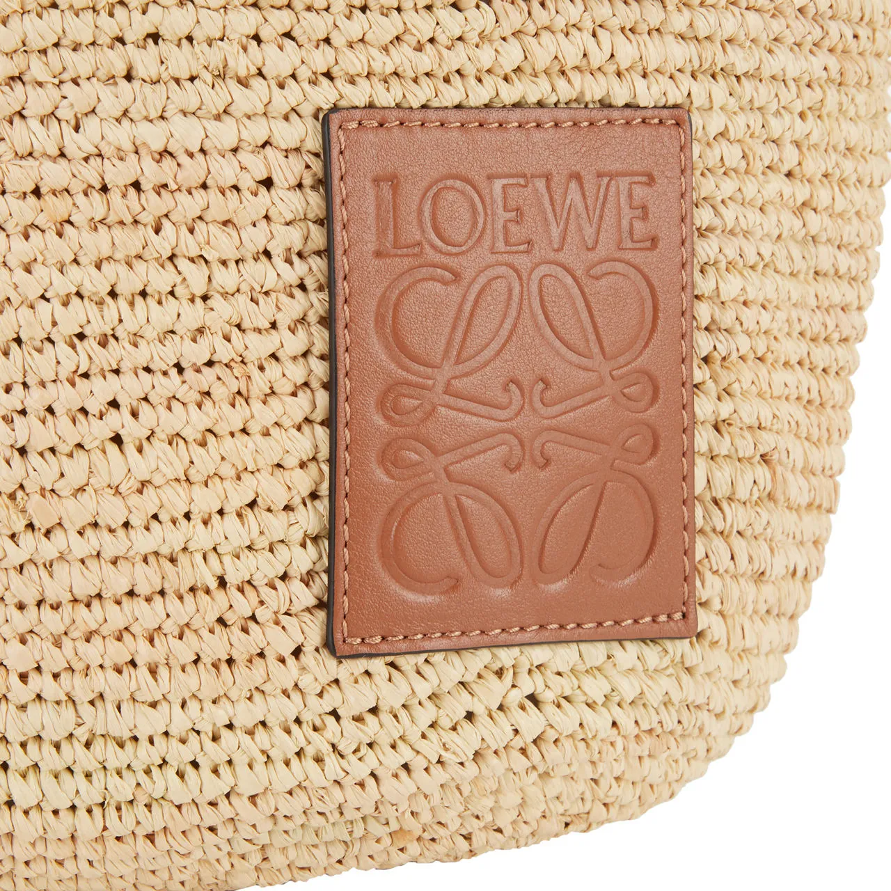 LOEWE PAULAS IBIZA 2024 Slit Raffia & Calfskin Mini Tote - Natural Tan