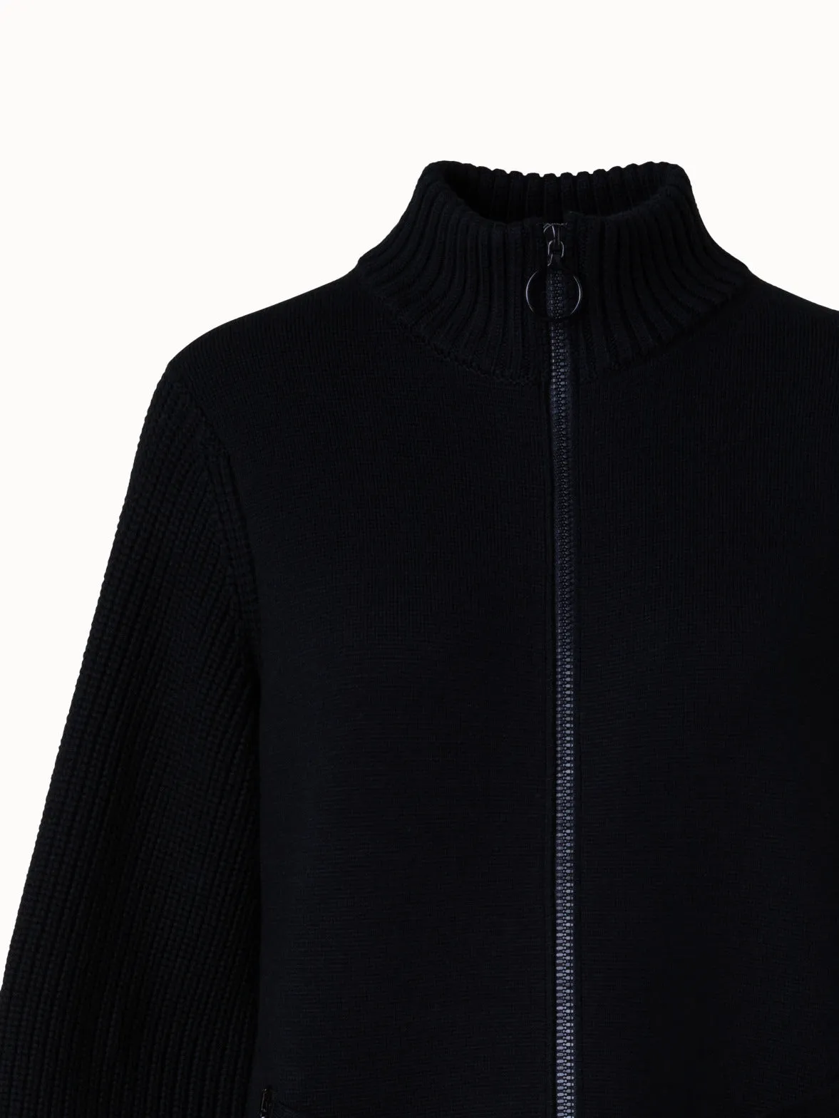 Long Knit Bomber Jacket in Stretch Merino Wool