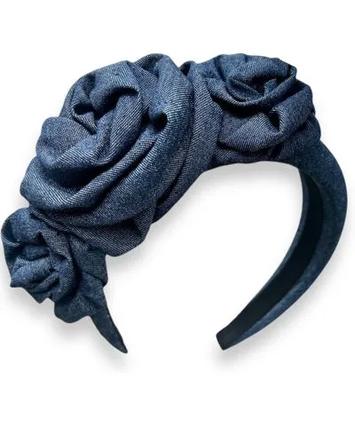 Maison Laurette Women's Blue Denim Roses Headband