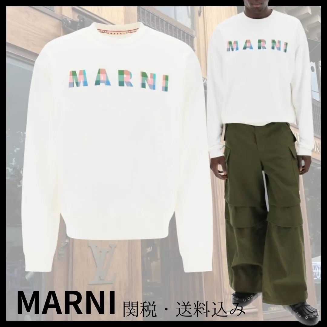 MARNI  |Blue bio cotton sweatshirt with Marni print