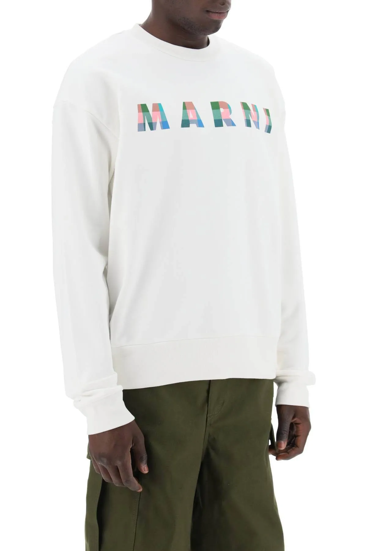 MARNI  |Blue bio cotton sweatshirt with Marni print