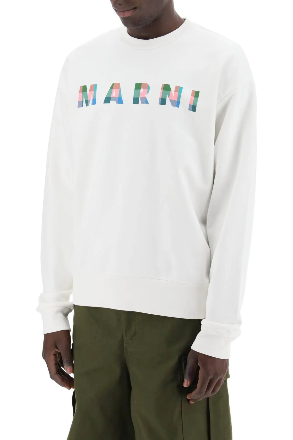 MARNI  |Blue bio cotton sweatshirt with Marni print