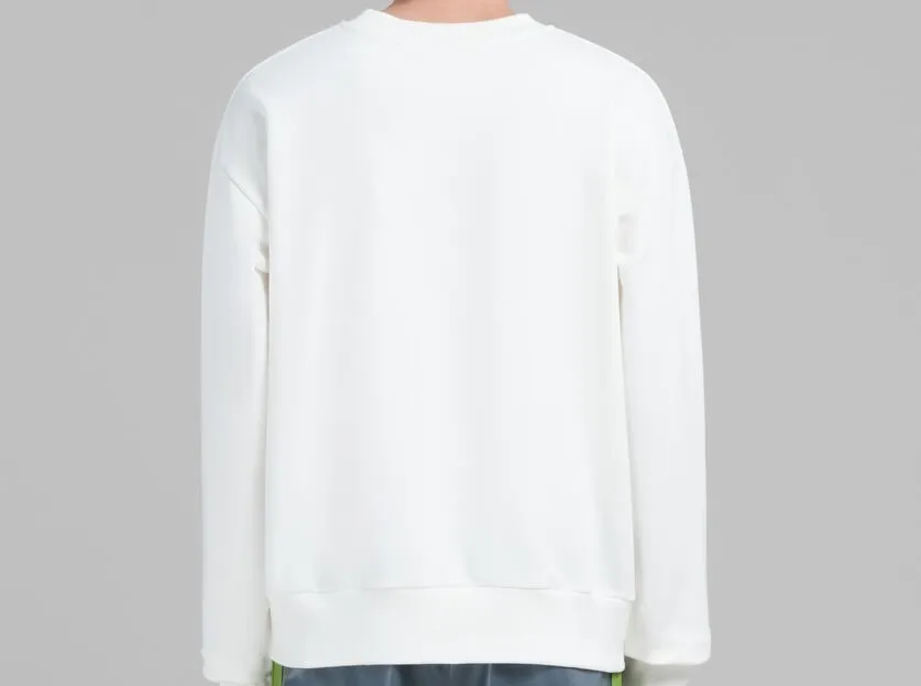 MARNI  |White organic cotton sweatshirt with mini logo