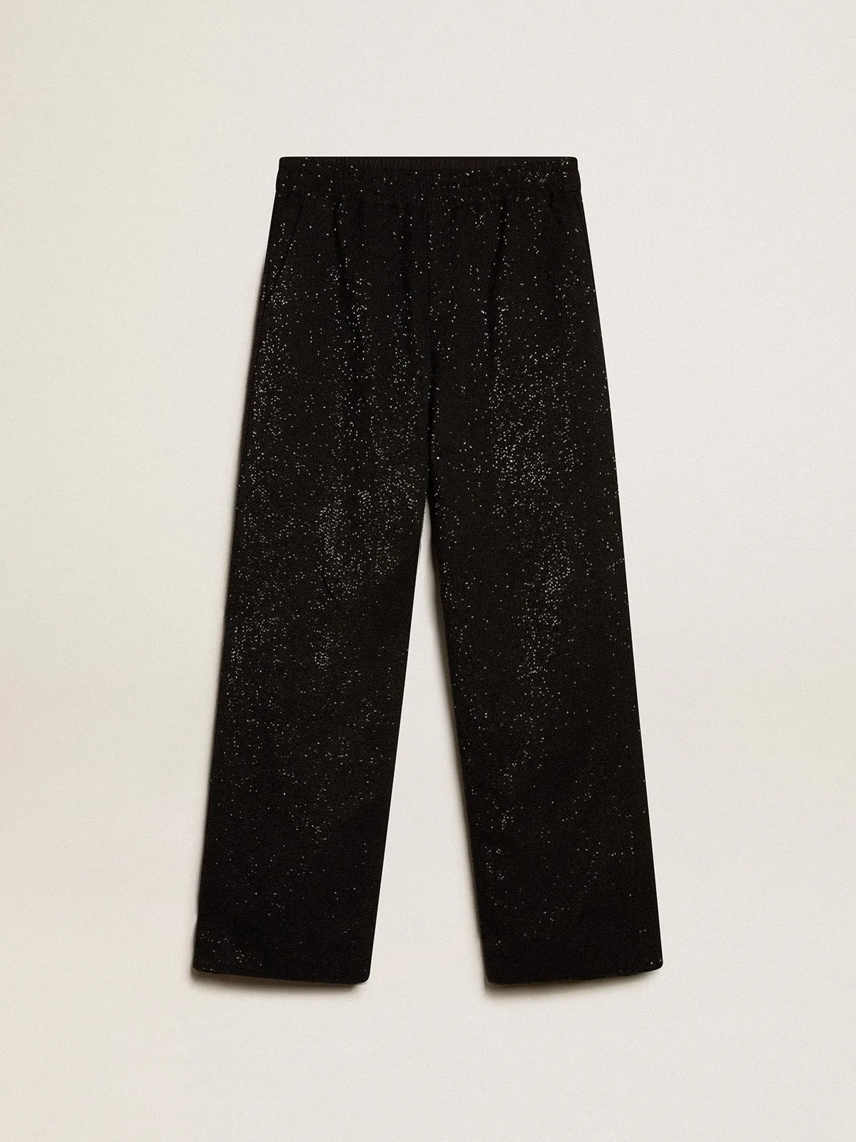 Men’s black joggers in linen blend with sequins