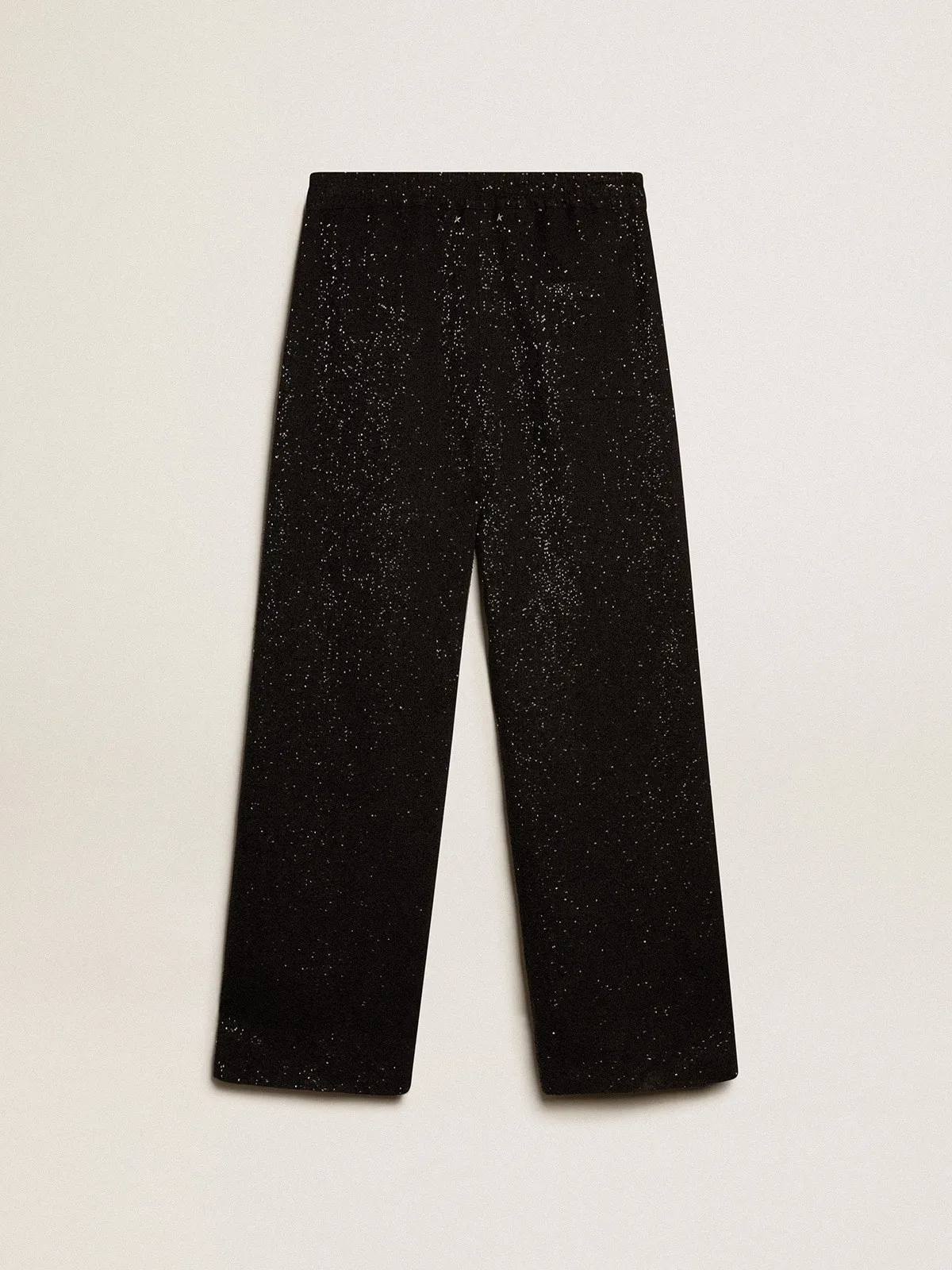 Men’s black joggers in linen blend with sequins