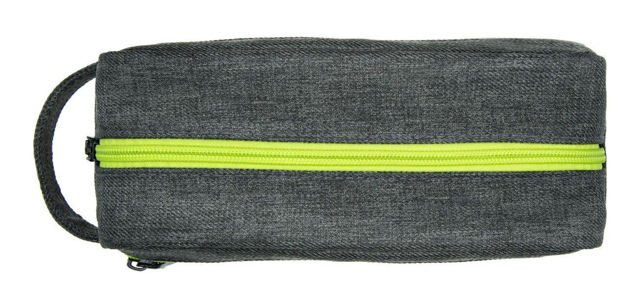 Men's Grey Textured Dopp Kit with Color Zipper