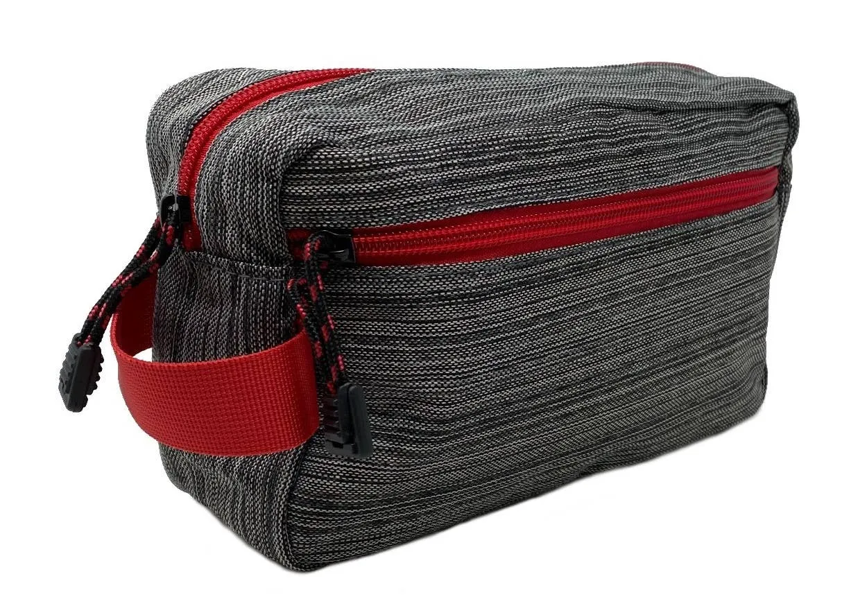 Men's Grey Textured Dopp Kit with Color Zipper