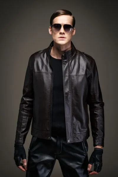 Men's Classic Smooth Leather Biker Jacket