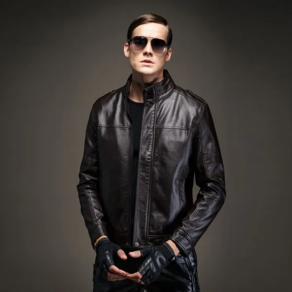 Men's Classic Smooth Leather Biker Jacket