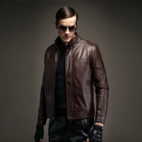 Men's Classic Smooth Leather Biker Jacket