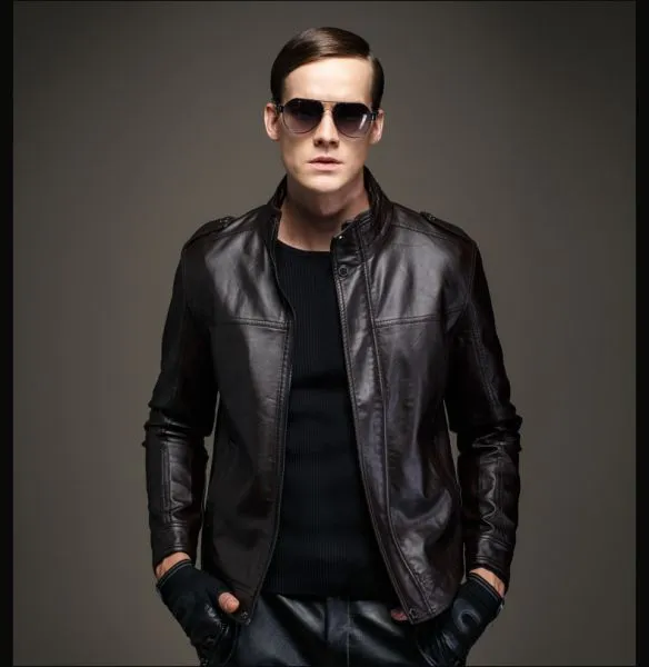 Men's Classic Smooth Leather Biker Jacket