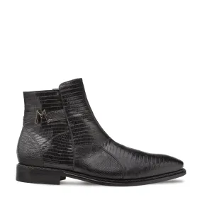 Mezlan Peninsula 4963-L Men's Shoes Black Exotic Lizard-Skin Ankle Boots (MZ3689)