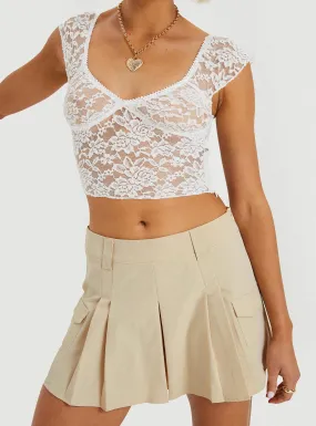 Millz Cargo Mini Skirt Beige