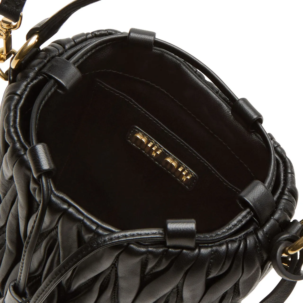 MIU MIU Matelassé Bucket Crossbody Bag - Nero