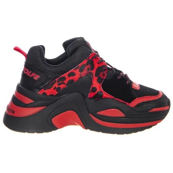 NAKED WOLFE Womens Track Red / Red Leopard / Black Sneakers