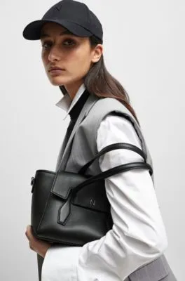 NAOMI x BOSS leather tote bag with branded trims