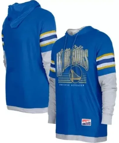 New Era Men's NBA Golden State Warriors Layered Long Sleeve Hoodie T-Shirt